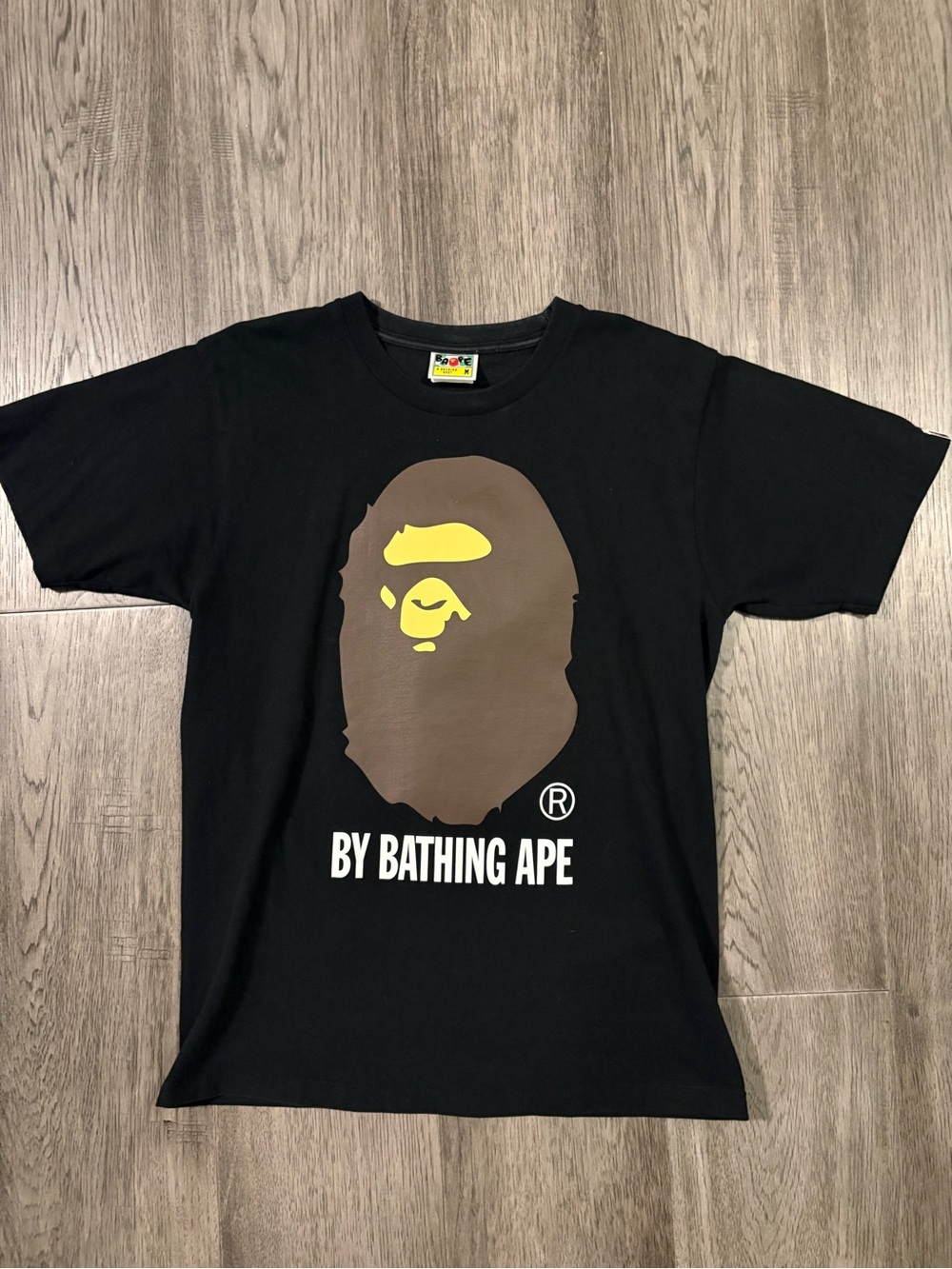 Bape Black Tee with Red, Green & Yellow Logo